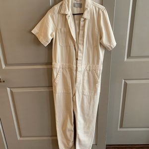 Everlane utility jumpsuit in cream denim